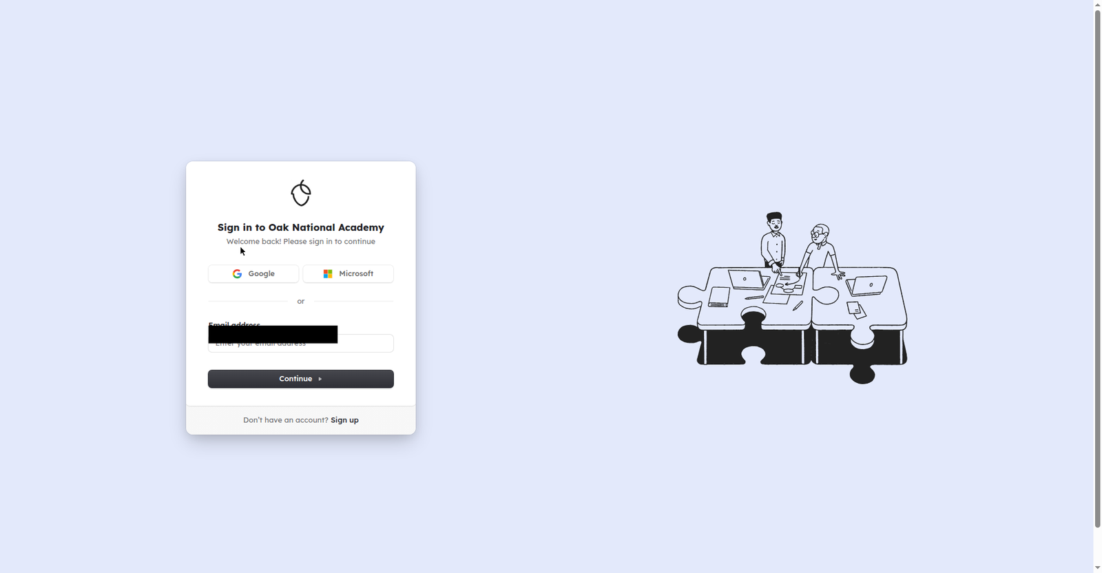 Aila's sign-in page at Oak National Academy — the free tool requires an account before you can use it
