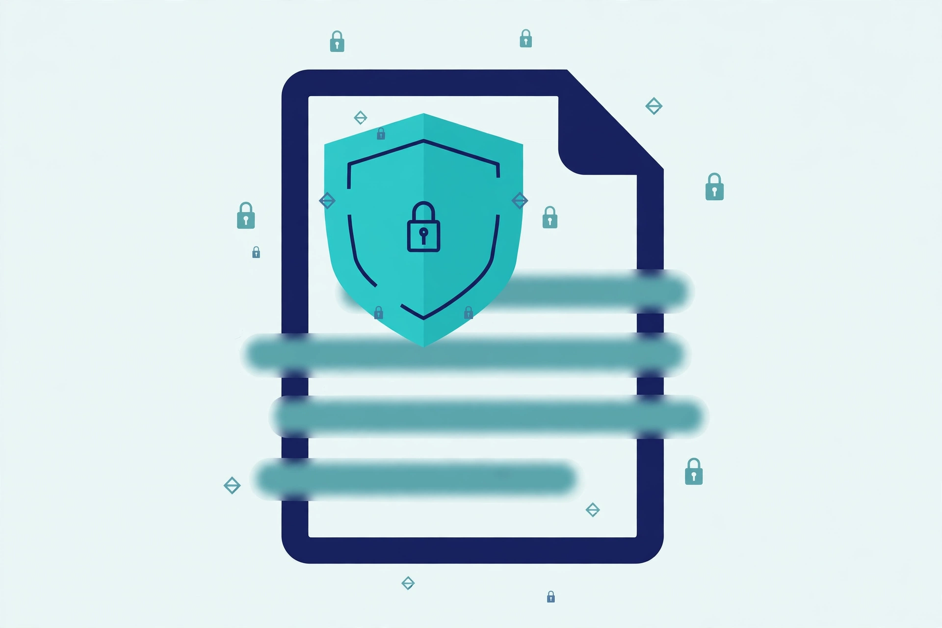 Illustration of a PDF document with student names protected by a privacy shield