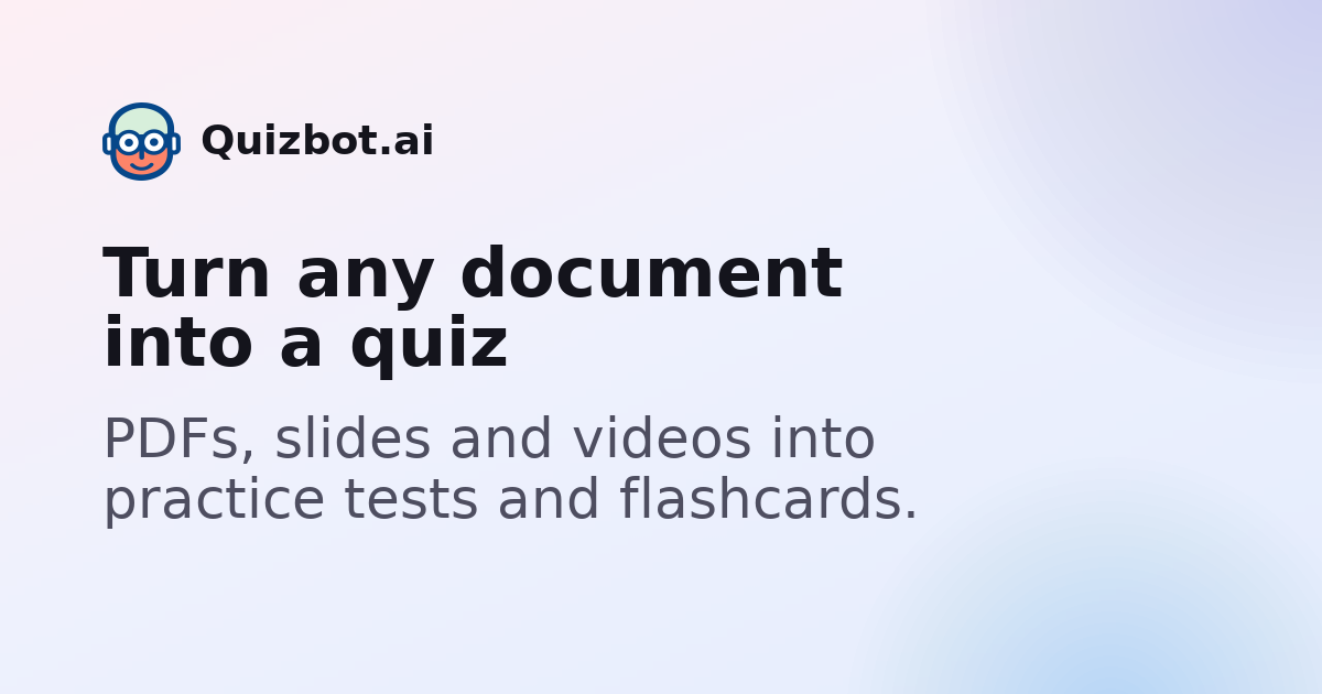 Quizbot's official product artwork for its AI quiz generator