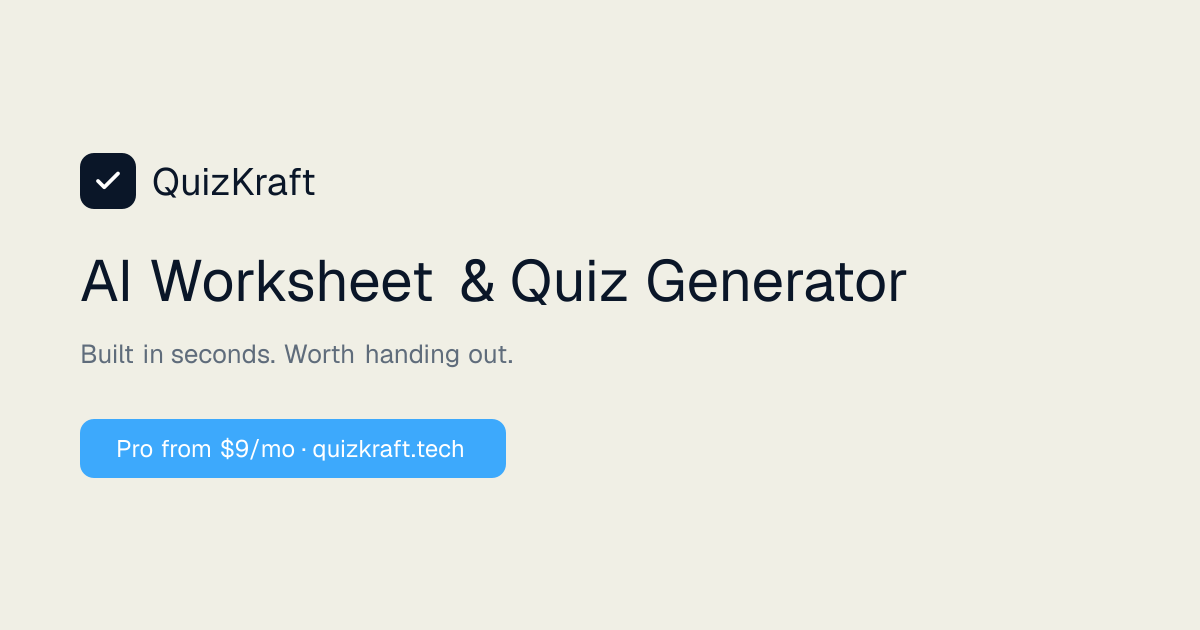 QuizKraft official product banner for its YouTube to quiz generator