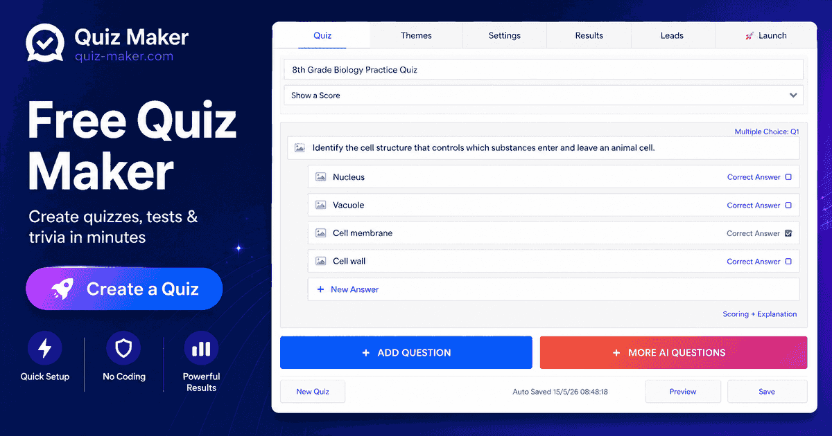 Quiz-Maker's official product banner for its AI quiz generator